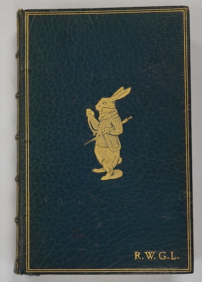 Carroll, Lewis – Alice's Adventures in Wonderland, ill. Tenniel, 1937, Bayntun and Riviere gilt crushed blue morocco with presentation to Group Captain R.W.G.Lywood, Empire Flying School, 1944